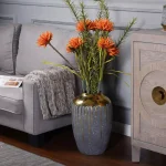 StyleCraft Marloe Charcoal and Gold Ceramic Table Vase, Contemporary Urn Style thumbnail 6