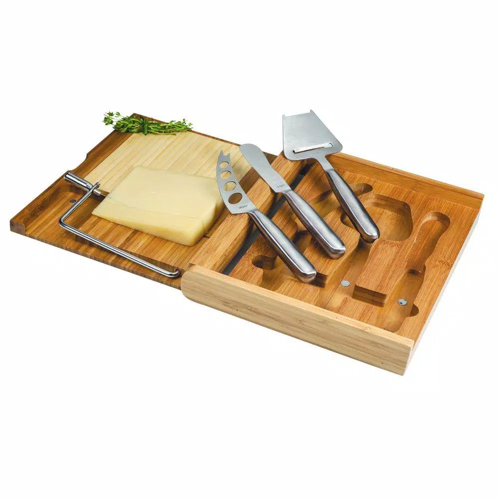 Legacy Picnic Time Soiree Folding Bamboo Cheese Board and Gourmet Tool Set
