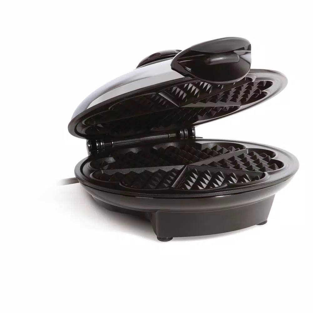 Euro Cuisine Euro-Cuisine 5-Heart Shape American Waffle Maker, 8-inch Non-Stick Ceramic Plates, Black