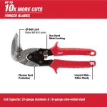Milwaukee 3-Piece Aviation Snips Set, Left, Right, and Straight Cut Metal Cutters thumbnail 3