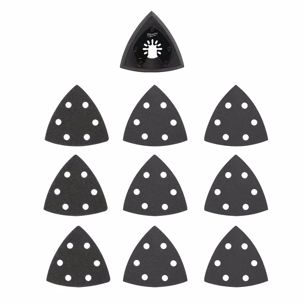 Milwaukee OPEN-LOK 3-1/2 in. Triangle Sanding Pad & Paper 10-Piece Variety Pack