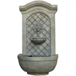 Sunnydaze Decor Rosette Resin French Limestone Solar Outdoor Wall Fountain thumbnail 1