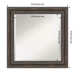 Amanti Art 25 in. Square Rustic Dark Brown Distressed Wood Framed Beveled Edge Bathroom Vanity Mirror thumbnail 5