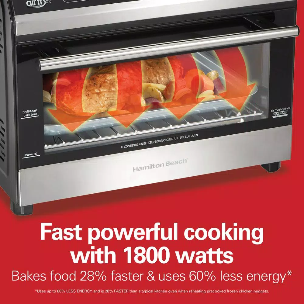 Hamilton Beach 1800W Digital Air Fryer Toaster Oven, 6-Slice, Black