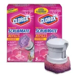 Unbranded Clorox Scrub Mate Kitchen Scrubber and Adapter Combo Pack with 9 Refill Pads thumbnail 1