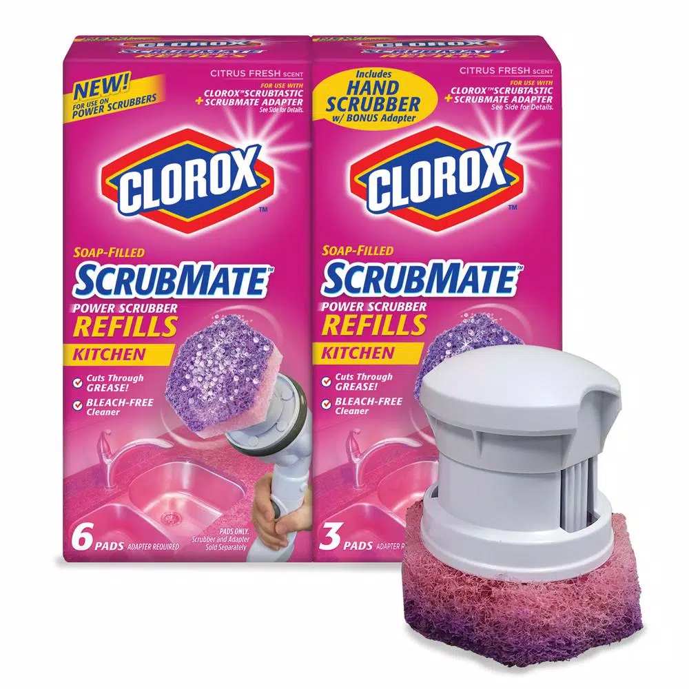 Unbranded Clorox Scrub Mate Kitchen Scrubber and Adapter Combo Pack with 9 Refill Pads