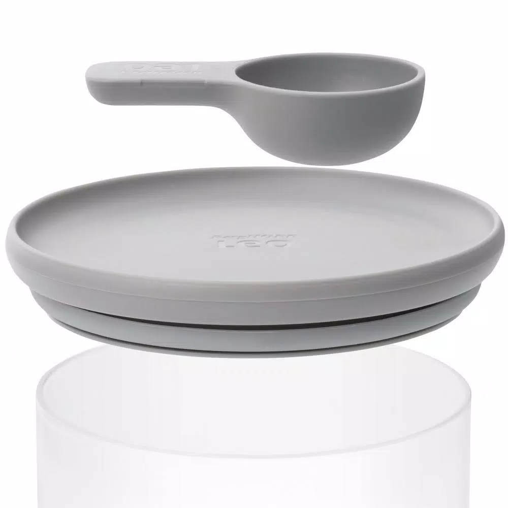 BergHOFF Leo 5 in. x 5 in. Gray Glass Food Container with Measuring Spoon