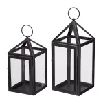 Home Decorators Collection Black Metal Candle Lanterns, Set of 2 thumbnail 1