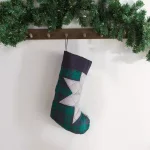 Country Living Christmas Carol 17.5 in. Navy and Green Plaid Microfiber Christmas Stocking with Star Applique thumbnail 6