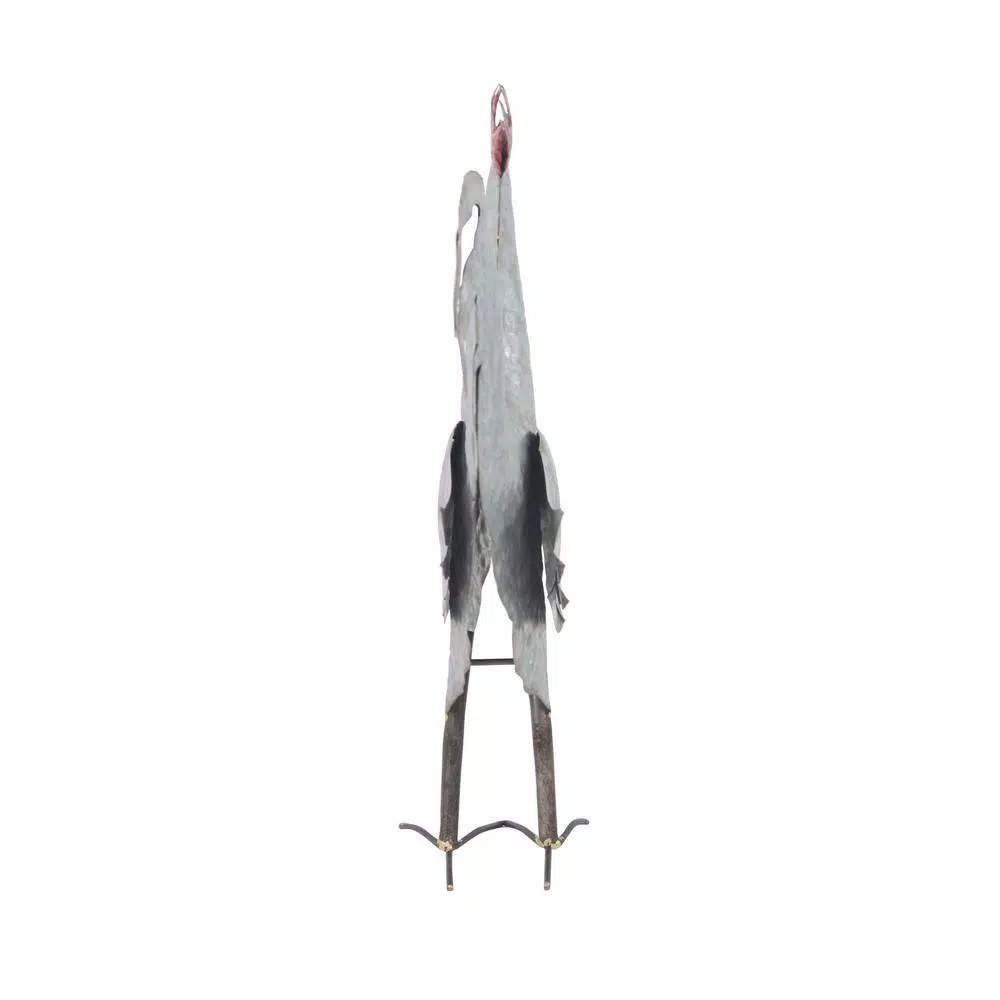 LITTON LANE 20 in. Standing Hen Iron Sculpture - Distressed White Farmhouse Rooster Decor