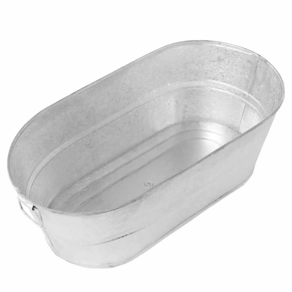 Behrens 10.5 Gallon Hot Dipped Steel Oval Tub - Galvanized Metal Trough & Planter