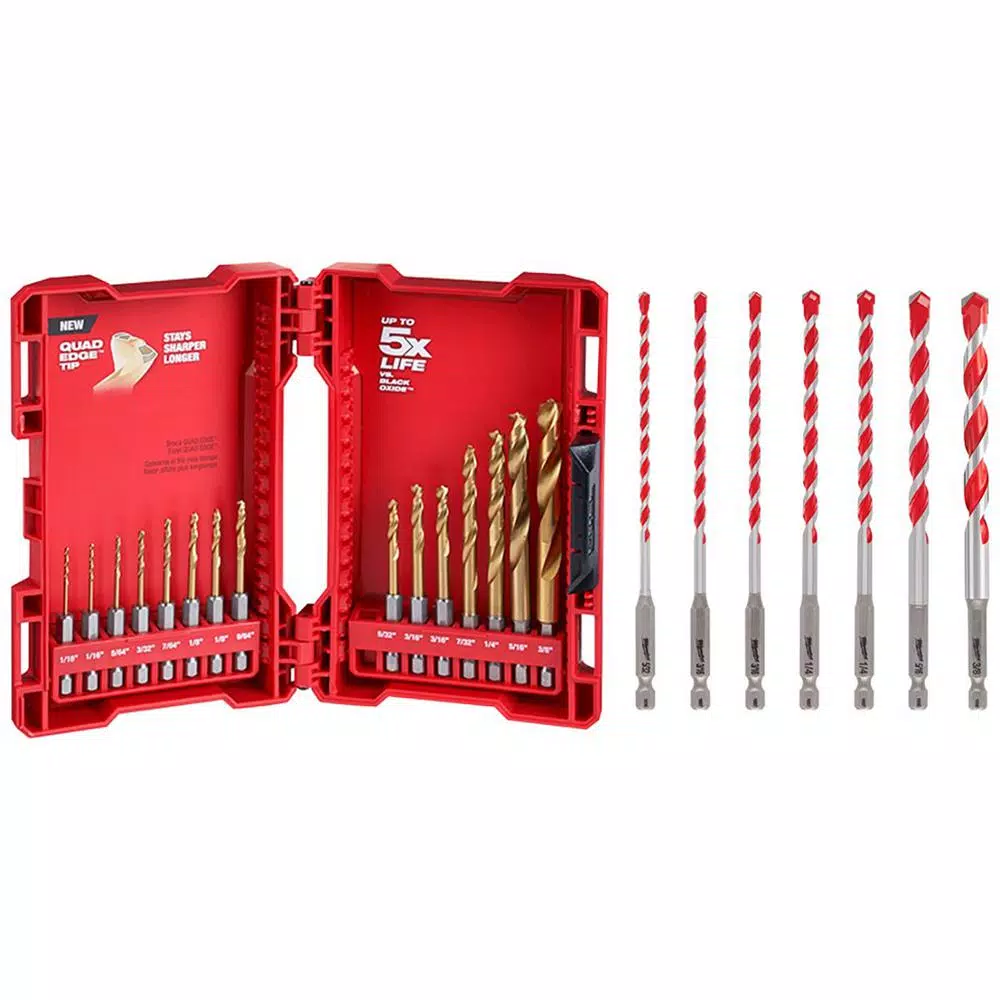 Milwaukee SHOCKWAVE 22-Piece Titanium & Carbide Hammer Drill Bit Set with 1/4 in. Hex Shank