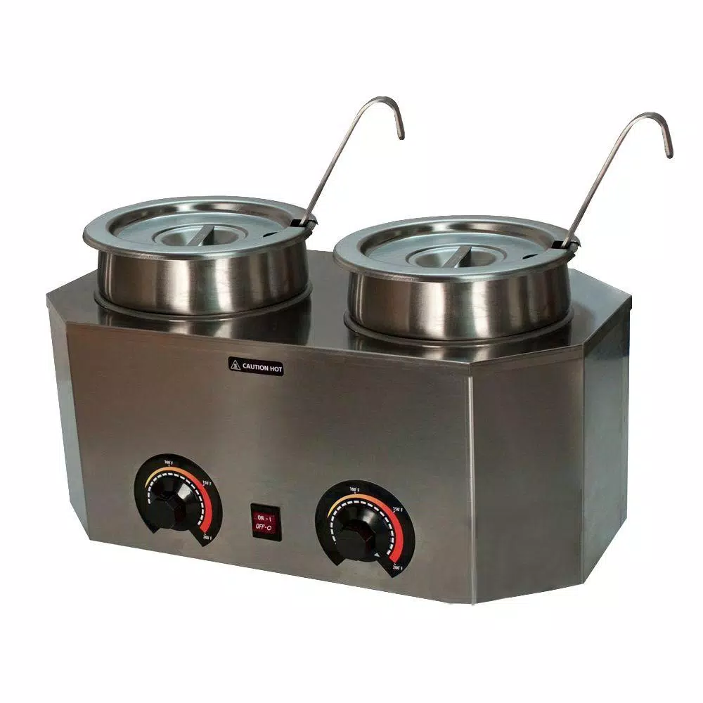 Paragon Pro-Style 6 L Dual Ladle Warmer with 2 Stainless Steel Crocks and Lids