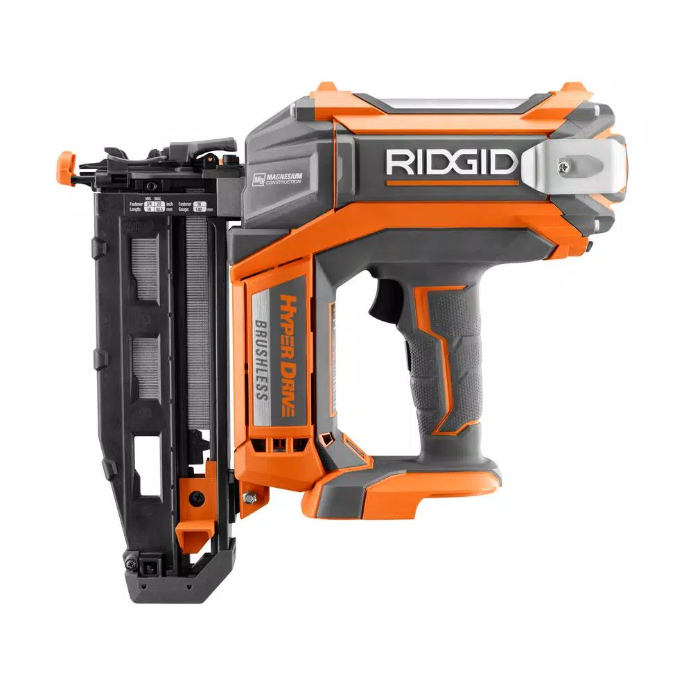RIDGID 18V Cordless Brushless HYPERDRIVE 16-Gauge 2-1/2 in. Straight Finish Nailer (Tool Only)
