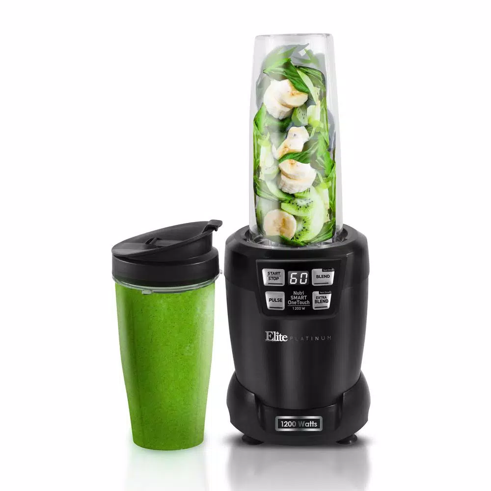 Elite Platinum Nutri Hi-Q Black Smart Blender, 1200W High-Performance Motor with 6 Stainless Steel Blades