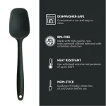 Ovente Premium Silicone Spatula with Stainless Steel Core, Heat Resistant up to 500°F, BPA-Free, Black thumbnail 2