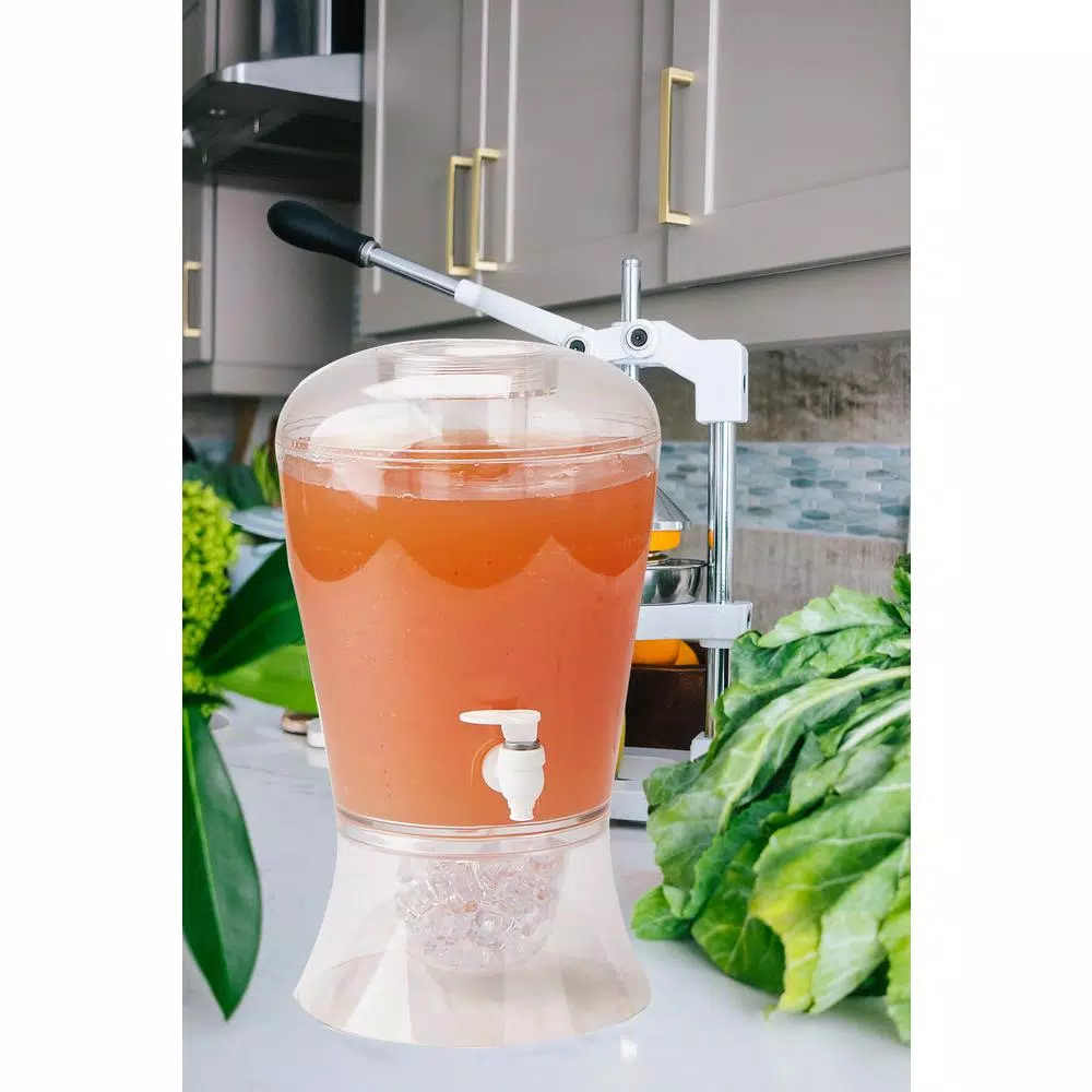 Mind Reader 128 oz. Clear Beverage Dispenser with Fruit Infuser and Ice Cone Holder
