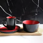STONE LAIN 32-Piece Red and Black Stoneware Dinnerware Set, Service for 8 thumbnail 3
