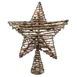 Northlight 11.5 in. Natural Brown Rattan Star Christmas Tree Topper with Clear Mini Lights thumbnail 1