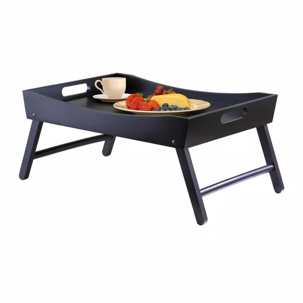 Winsome Benito Wood Bed Tray with Curved Top and Foldable Legs, Dark Espresso Finish