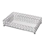 Elegant Designs 10.5 in. Chrome Ellipse Crystal Decorative Mirrored Jewelry and Makeup Vanity Organizer Tray thumbnail 2
