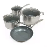 Chantal Induction 21 Steel 7-Piece Ceramic Nonstick Stainless Steel Cookware Set, Brushed Stainless Steel thumbnail 1