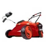 Sun Joe 14 in. 28V Cordless Walk-Behind Push Mower Kit with 5 Ah Battery and Charger, Red thumbnail 1