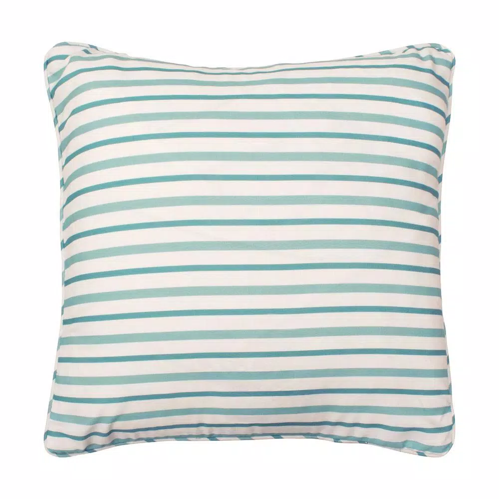 Laura Ashley Rosemary Blue and White Floral 20 in. x 20 in. Down Throw Pillow
