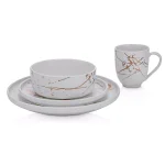 Stone Lain 32-Piece Porcelain Dinnerware Set, Gold Splash White Round Dishes for 8 thumbnail 2