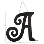 Decor Therapy 20 in. Black Script Letter A Matte MDF Wall Decor thumbnail 5