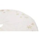 Manor Luxe 56 in. Snowflake Sequin Soft Plush Furry Round Christmas Tree Skirt - White thumbnail 2