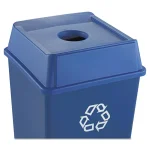 Rubbermaid Commercial Products Untouchable Blue Square Recycling Lid for 35 and 50 Gal. Trash Cans thumbnail 2