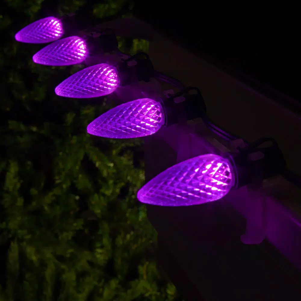 Wintergreen Lighting OptiCore C9 LED Purple Faceted Replacement Light Bulbs, E17 Base, 25-Pack