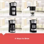 Black+Decker 4-in-1 5-Cup Drip Coffee Maker with Stainless Steel Travel Mug, Black/Stainless Steel thumbnail 4