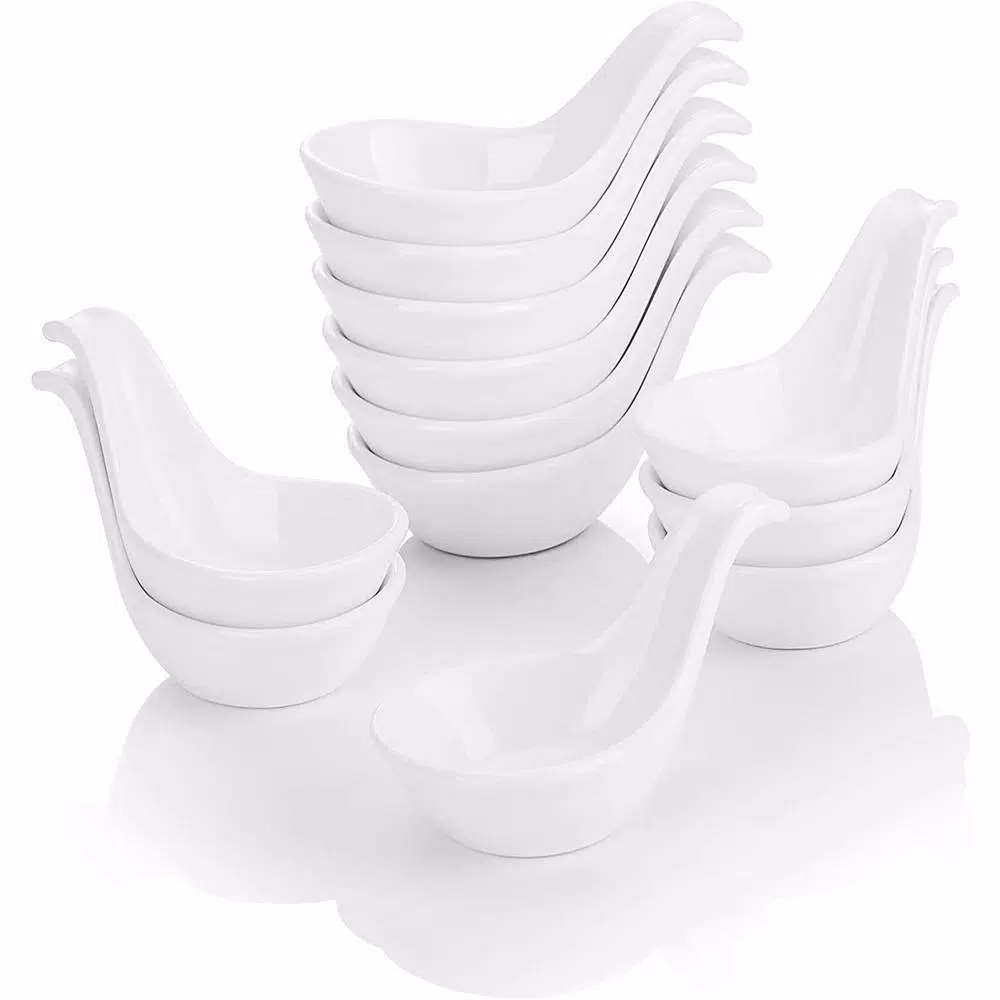 MALACASA 3.75 in. White Porcelain Ramekins Set of 12 - Ceramic Souffle Dishes