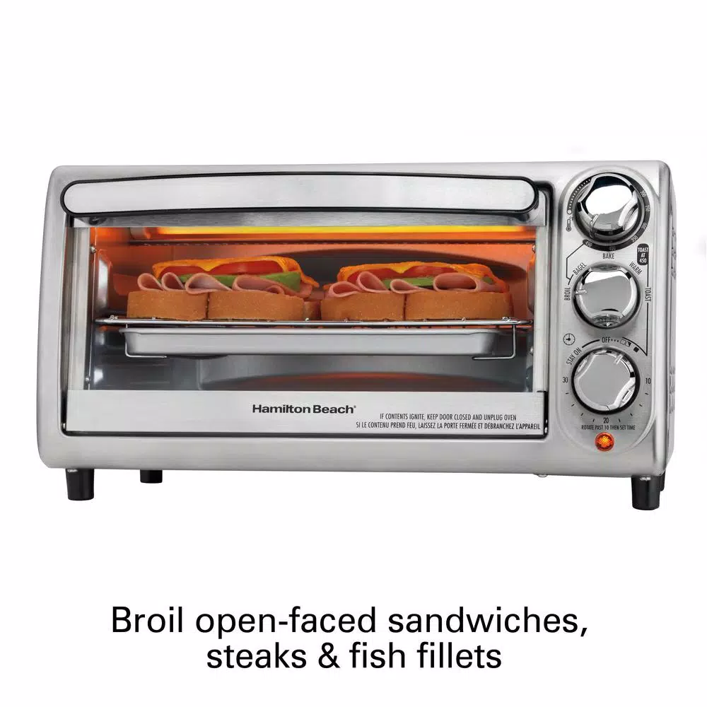Hamilton Beach 1100-Watt 4-Slice Stainless Steel Countertop Toaster Oven