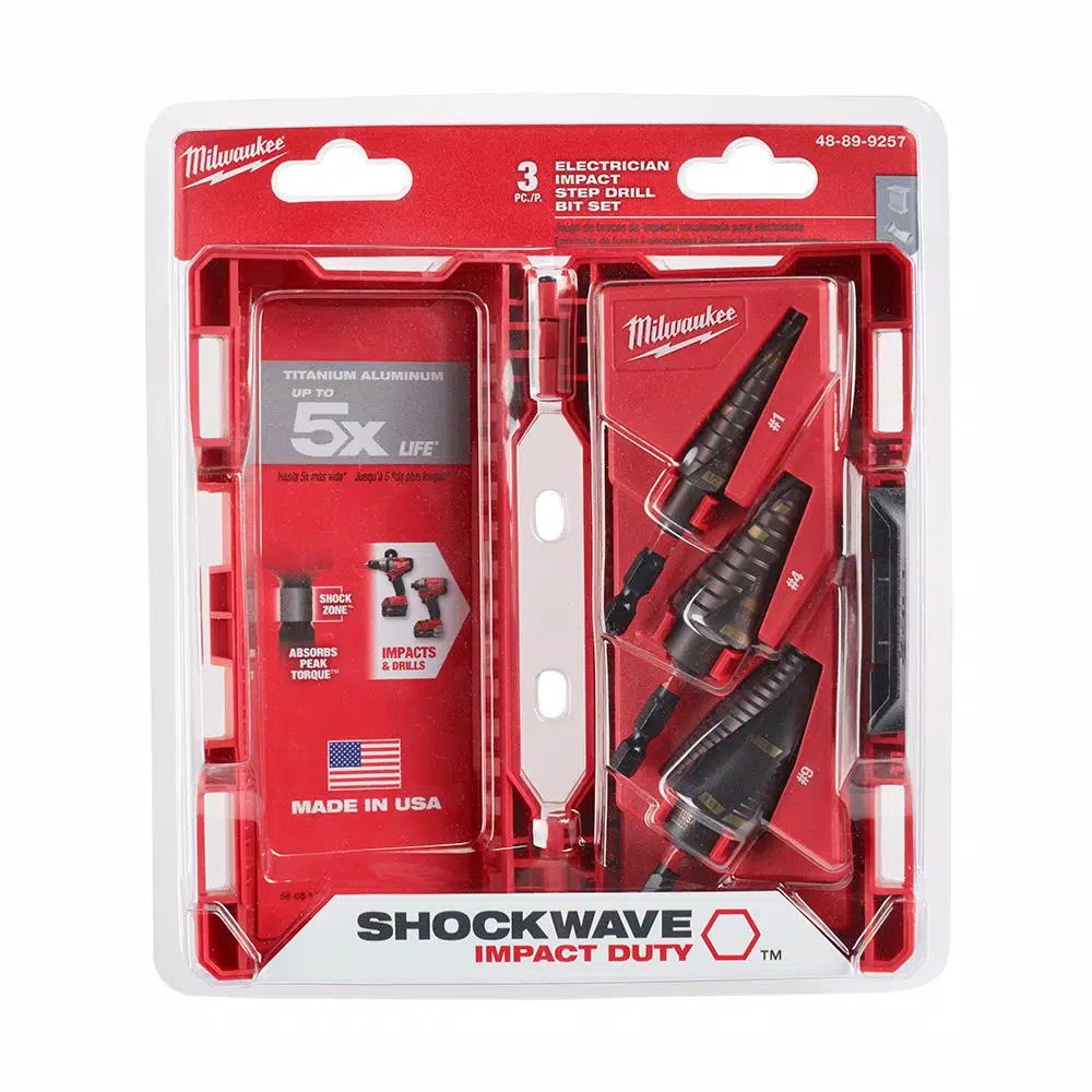 Milwaukee SHOCKWAVE Impact Duty Titanium Step Bit Kit, 3-Piece