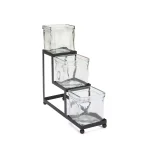 Mind Reader 3-Tier Black Metal Condiment Server with 3 Removable 8 oz. Glass Jars thumbnail 1