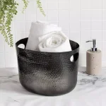 Honey-Can-Do Hammered Aluminum Beverage Tub with Handles - Glossy Black thumbnail 5