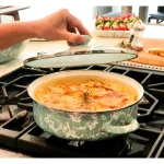 Golden Rabbit 8 qt. Porcelain-Coated Steel Saute Pan with Glass Lid, Solid White thumbnail 3
