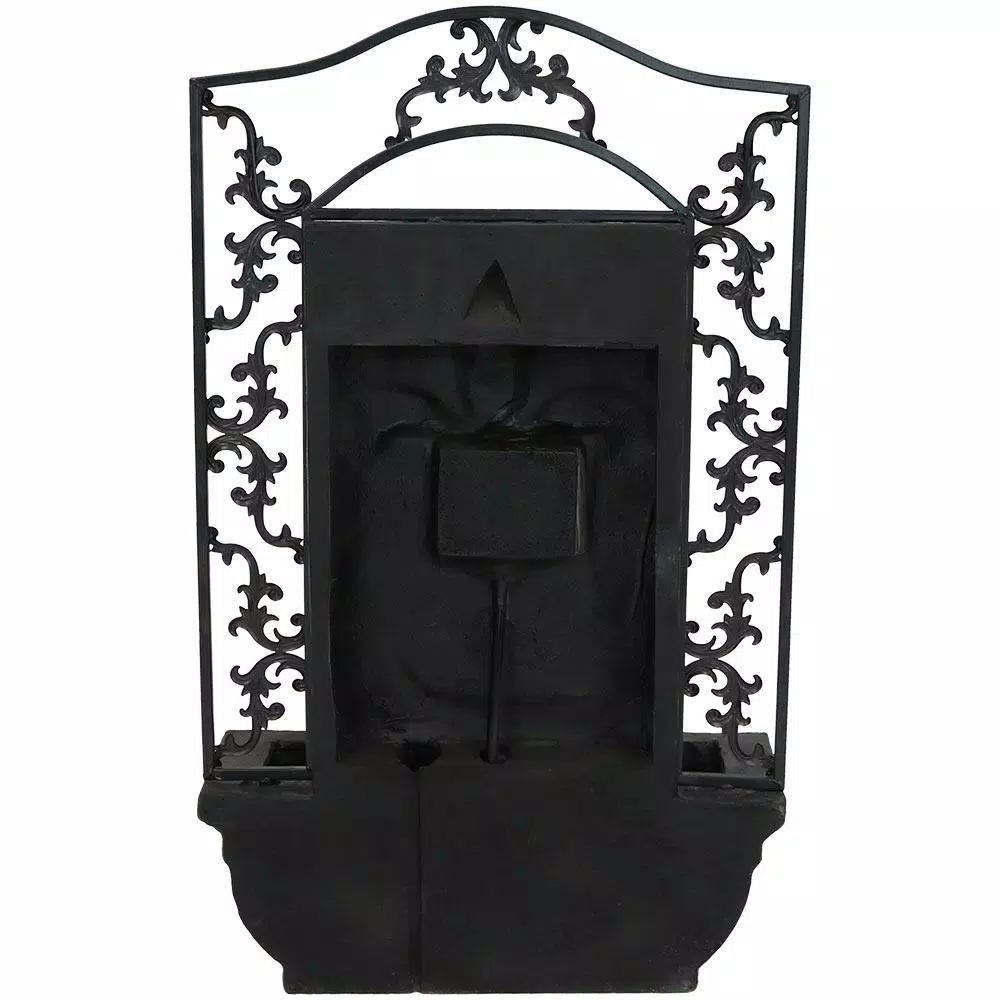Sunnydaze Decor French Lily Resin Solar Outdoor Wall Fountain - Traditional Lead Finish