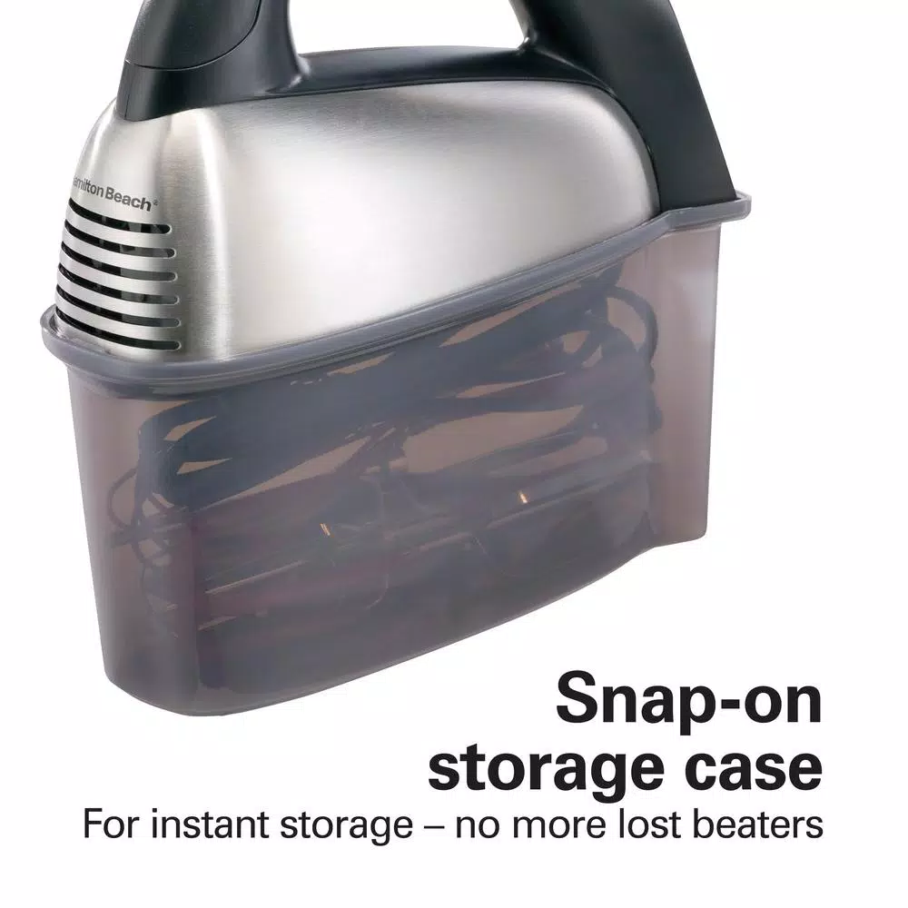 Hamilton Beach SoftScrape 6-Speed Stainless Steel Hand Mixer with Snap-On Storage Case
