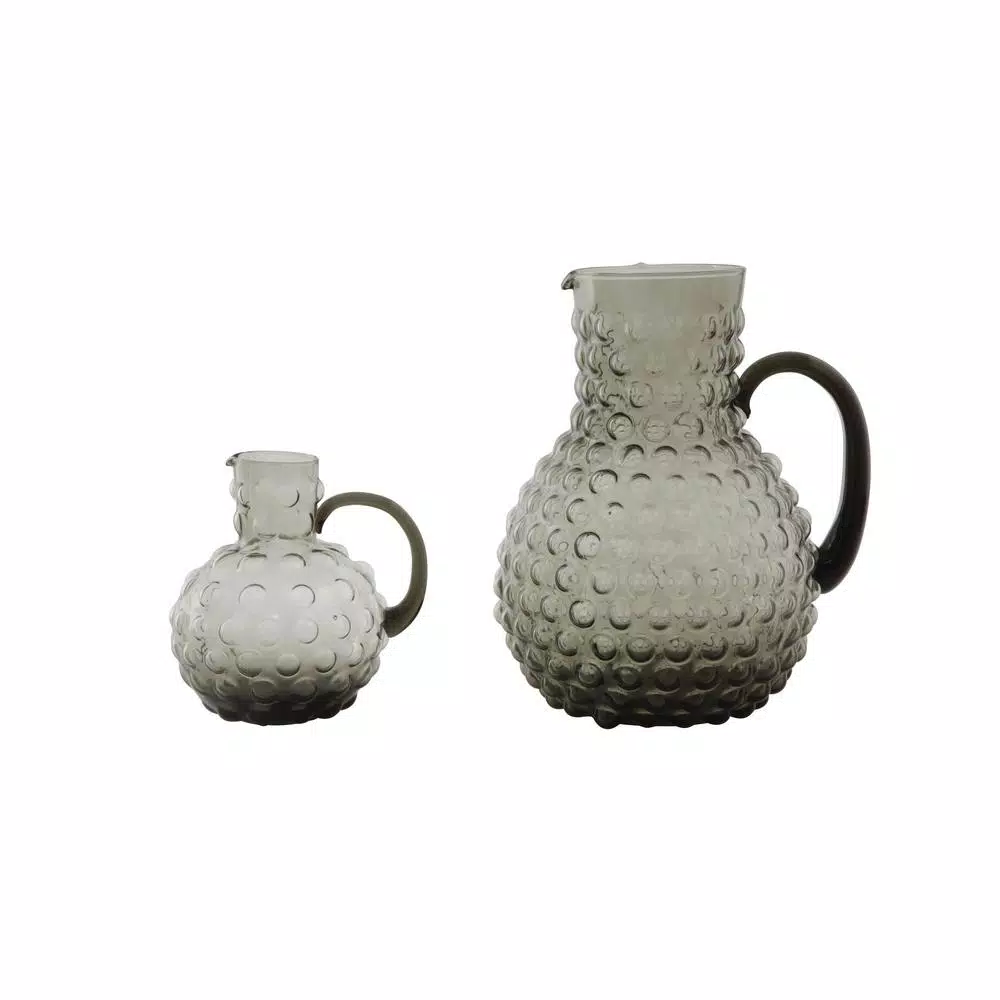 3R Studios 80 fl. oz. Smoked Glass Hobnail Pitcher, Gray