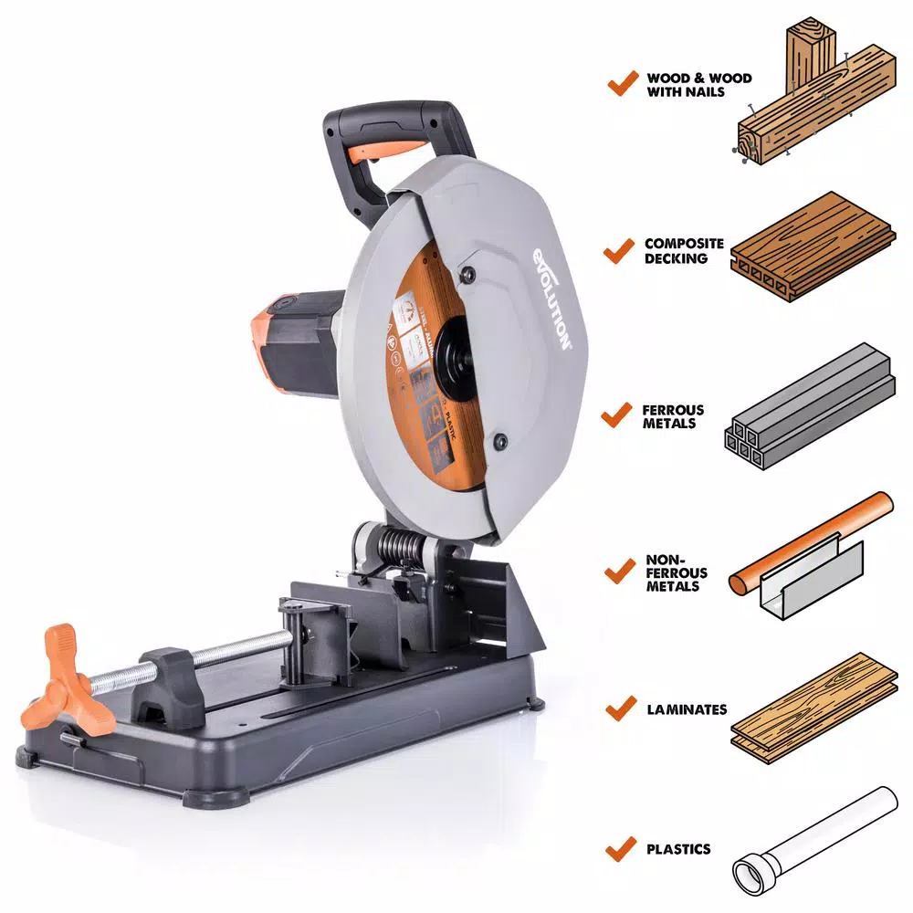 Evolution Power Tools 15 Amp 14 in. Multi-Material Chop Saw with Japanese TCT Blade