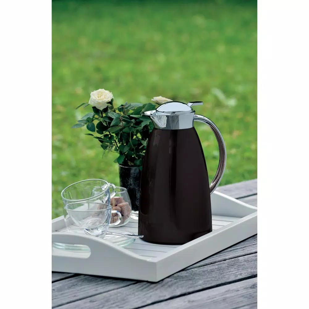 Alfi Gusto Glass Vacuum Carafe, 1.06 Qt. Black Lacquered Metal Thermal Server