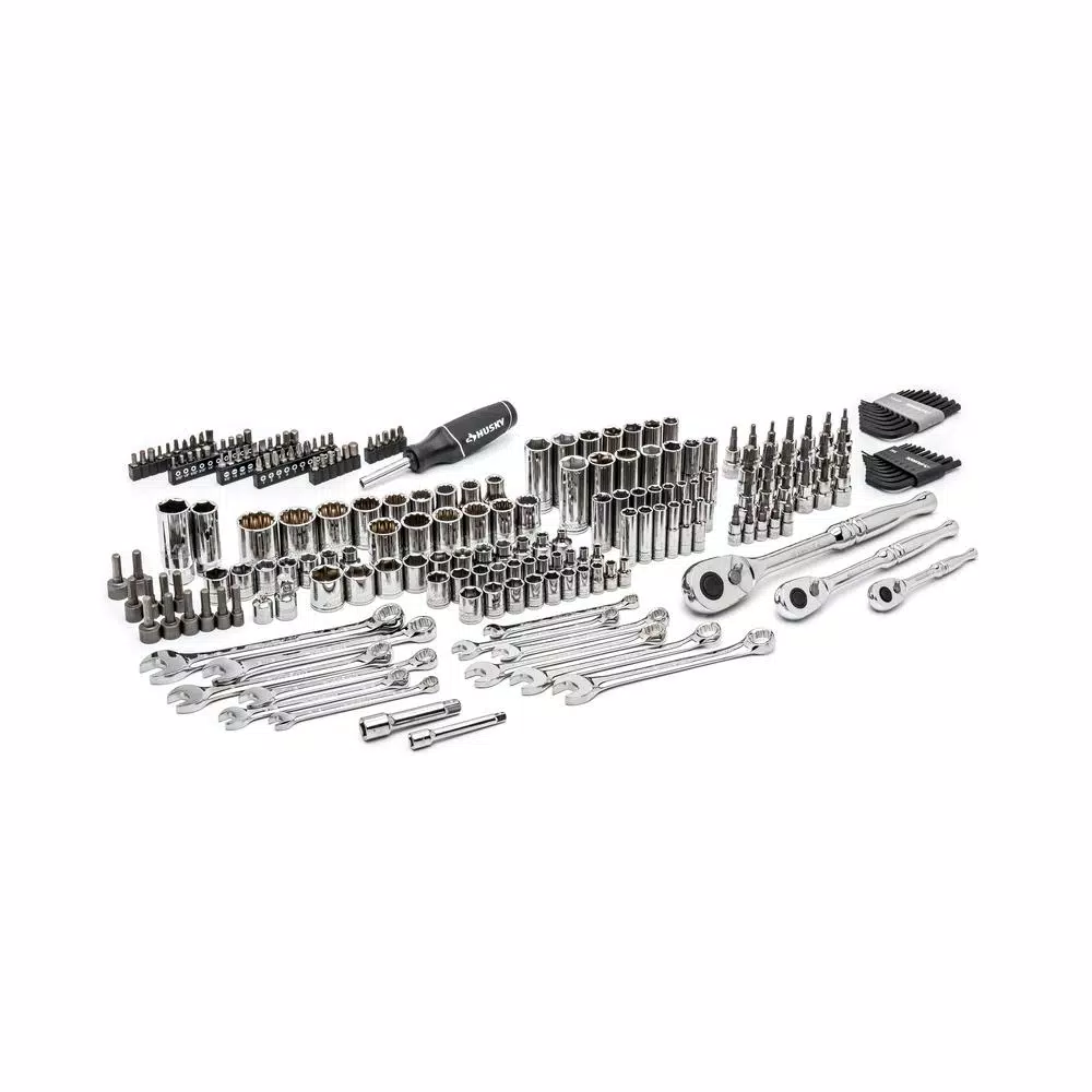 Husky 211-Piece Mechanic Tool Set with 1/4 in., 3/8 in., and 1/2 in. Drive Ratchets and Sockets