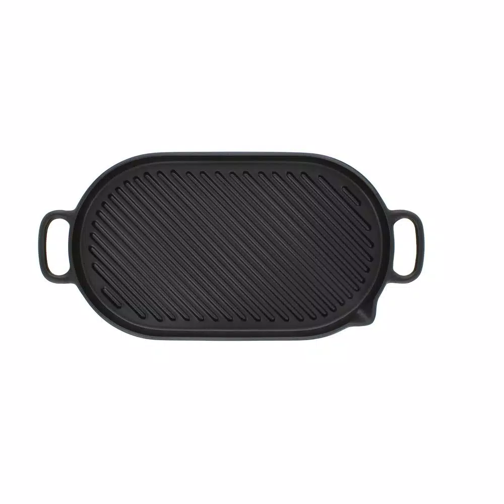 Chasseur 8 in. Enameled Cast Iron Oval Grill Pan, Black