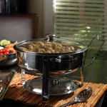 Oster Gibson Home Langston 6-Piece Stainless Steel 4.5 Qt. Round Chafing Dish Set thumbnail 2