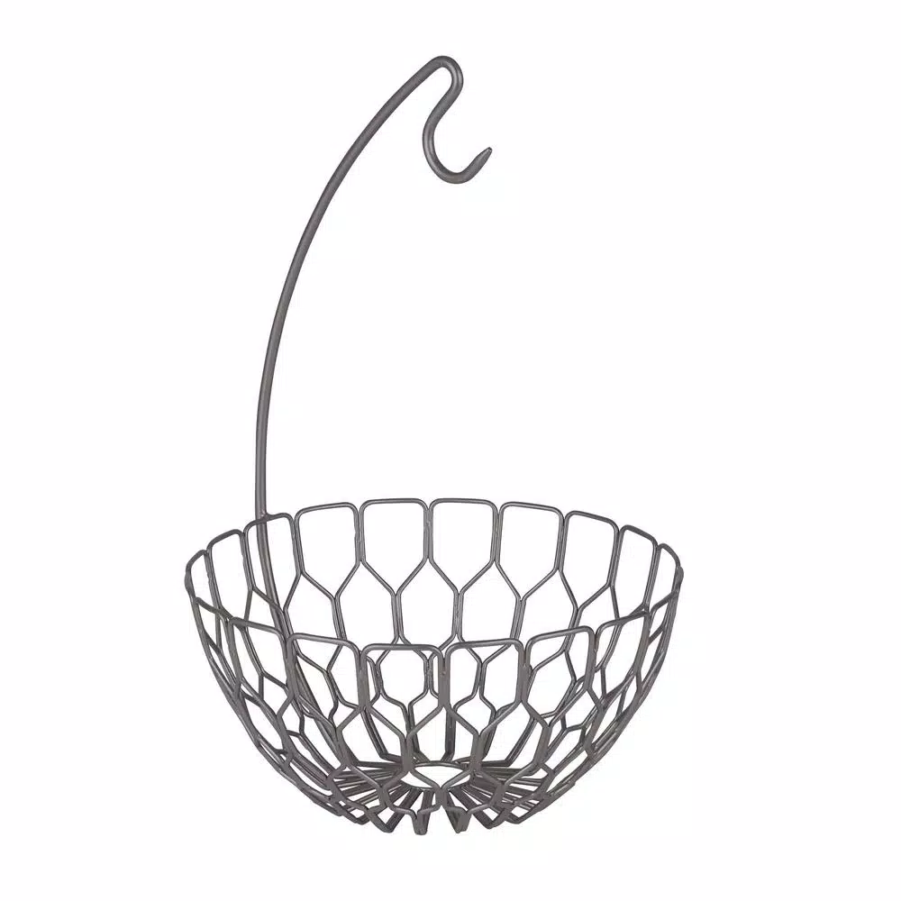 Spectrum Honeycomb Gray Fruit Basket with Banana Hanger Tree