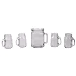 Unbranded Clear Glass Beverage Serveware Set - 2L Pitcher and 4 Matching Mugs thumbnail 2